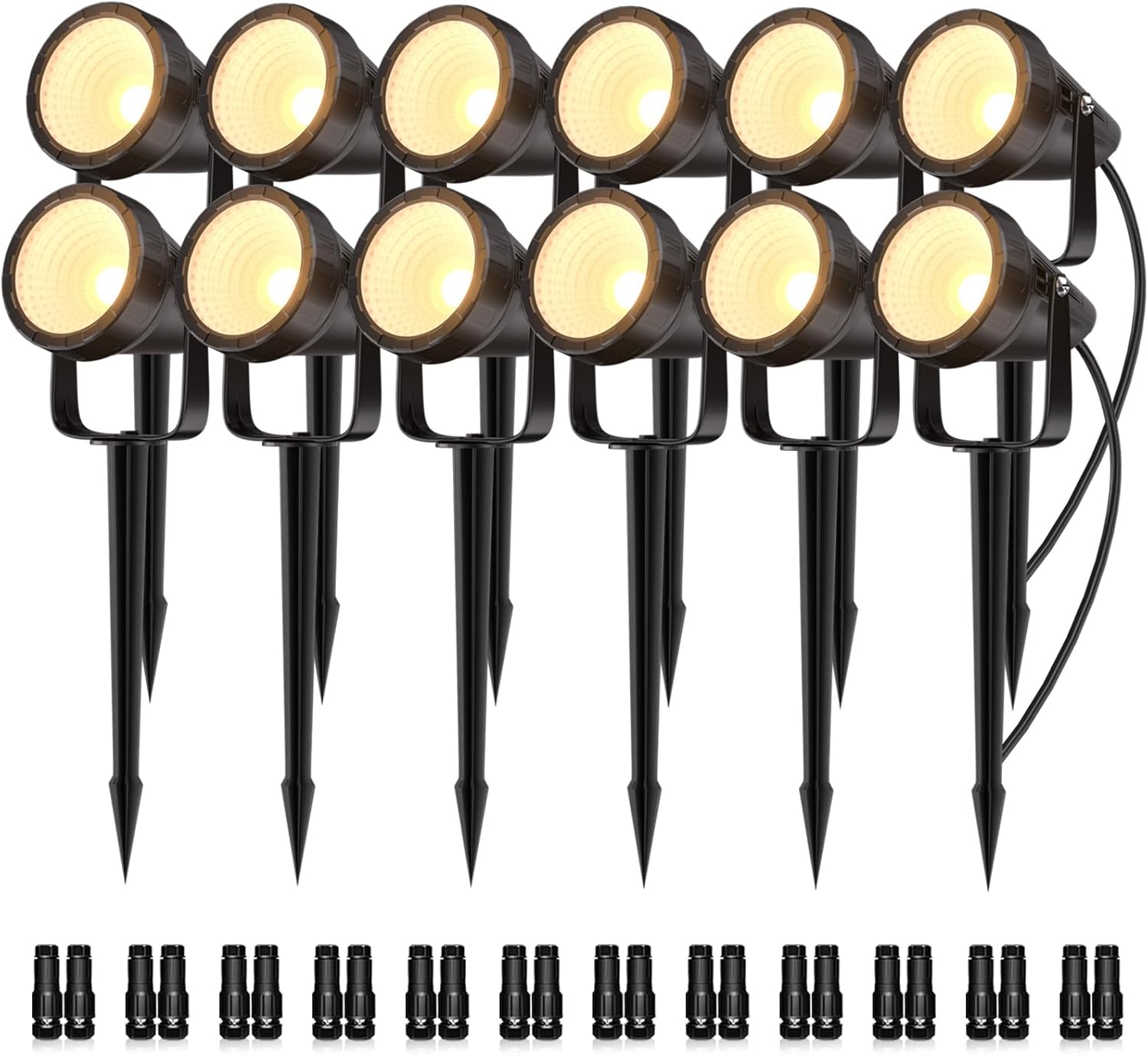 Outdoor Lighting Kit With Transformer - Paquete de 12 Luces LED Impermeables