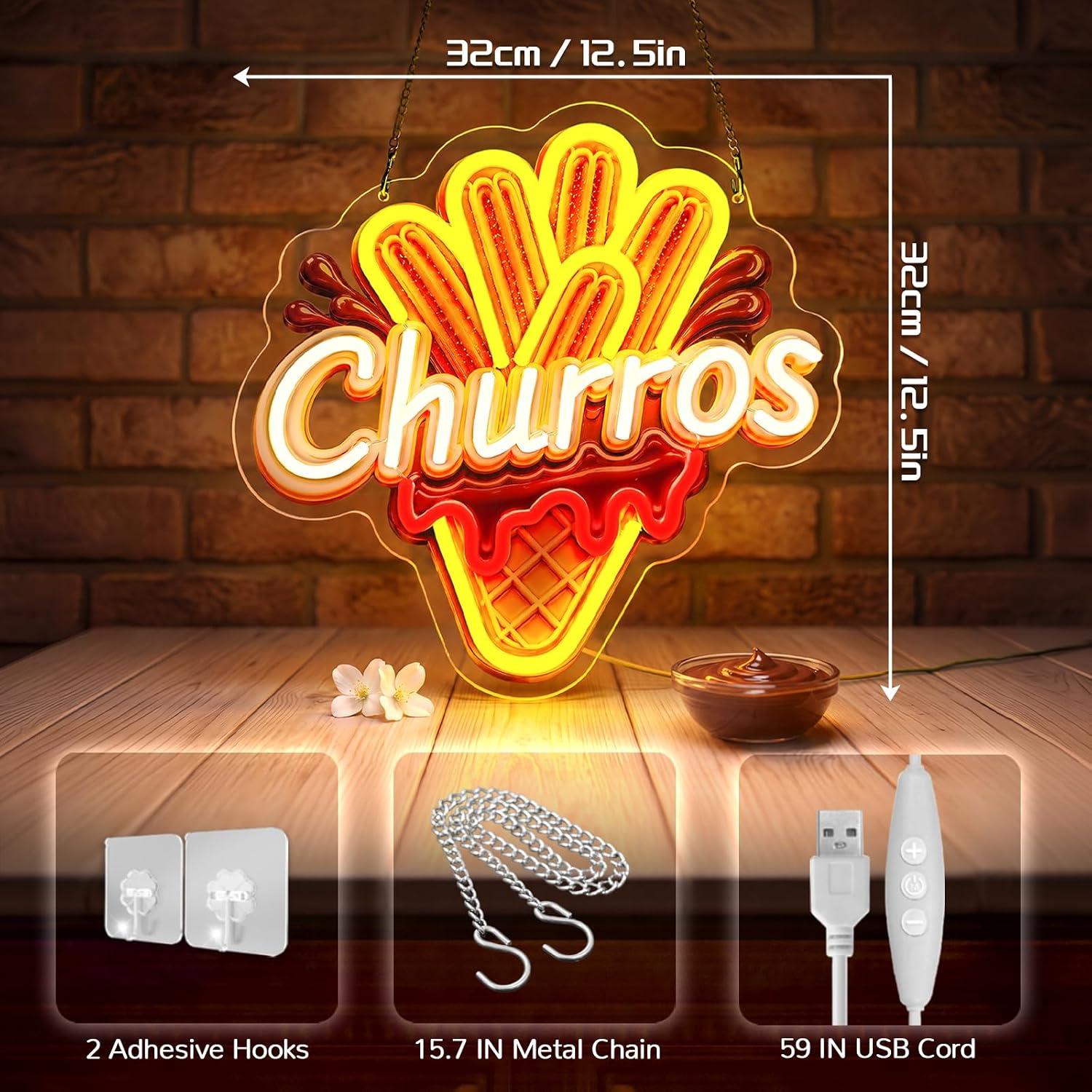 Letrero de Neón de Churros, Lu - Outdoor Lighting For Store reseña y precio